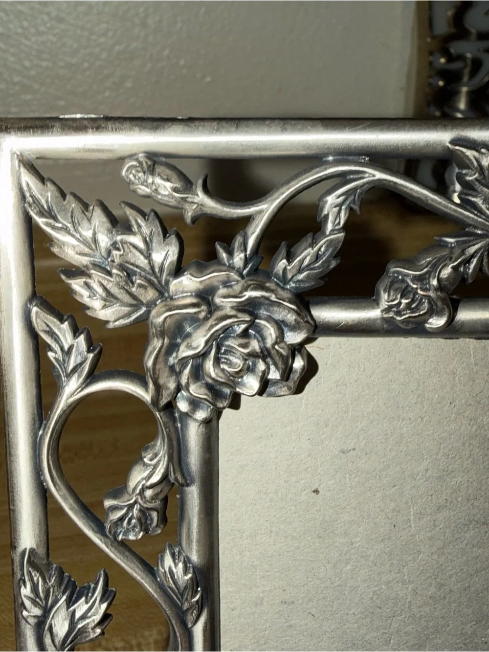 Vintage pewter Ornate Floral Metal Picture Frame - Silver 5x7 NO GLASS
